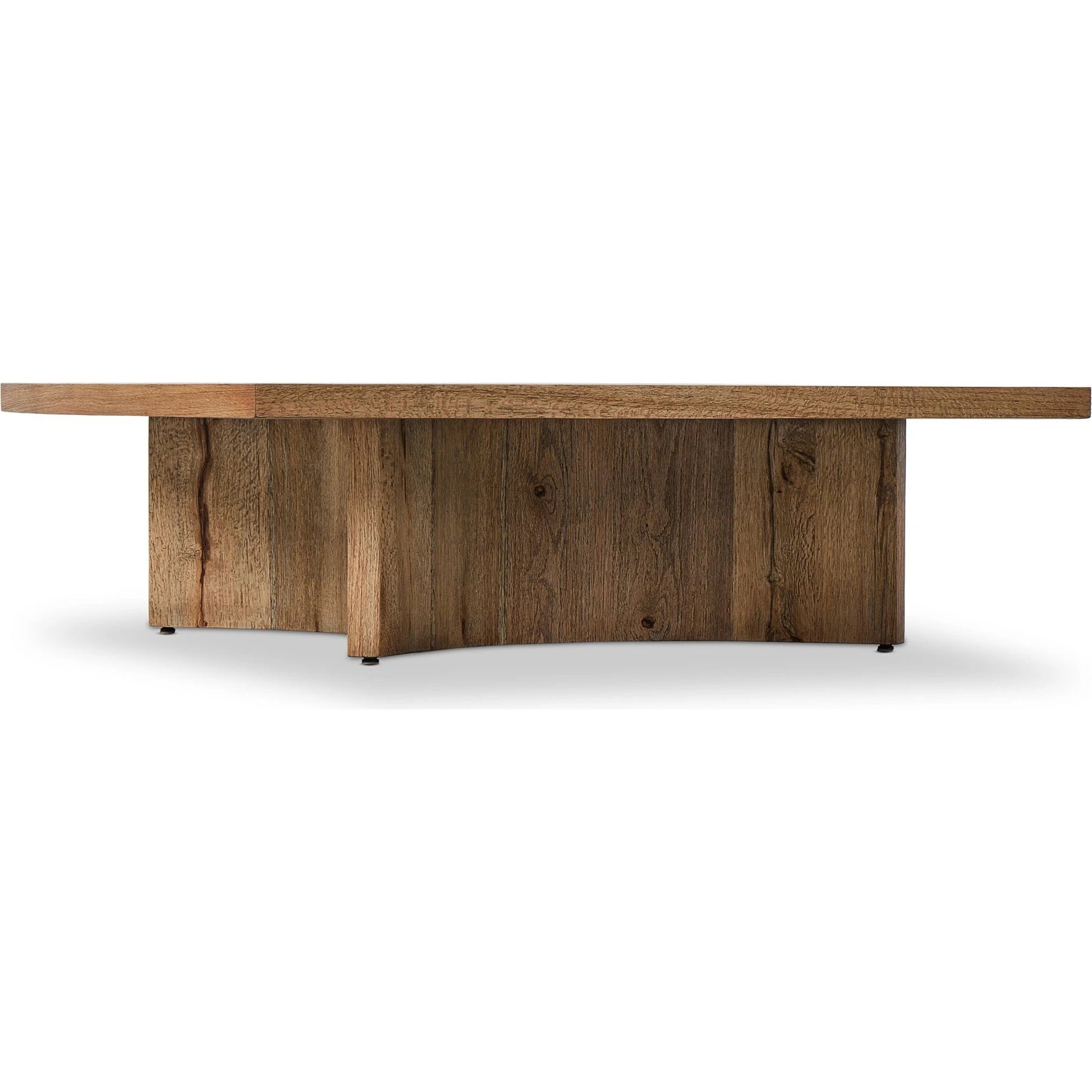 Brinton Square Coffee Table by Four Hands in rustic oak. Made from thick oak veneer, engineered hardwood in a modern style.