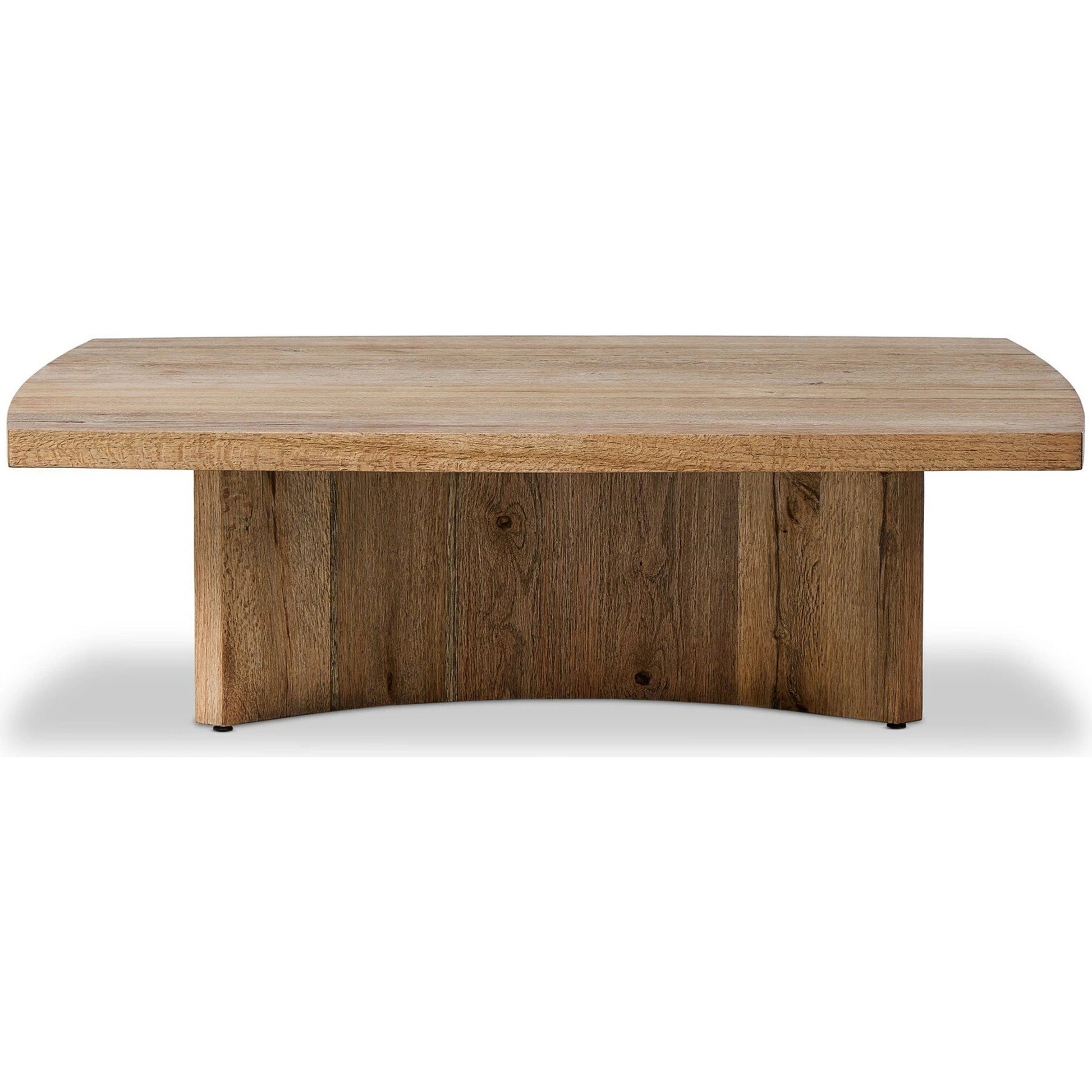 Brinton Square Coffee Table by Four Hands in rustic oak. Made from thick oak veneer, engineered hardwood in a modern style.