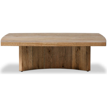 Brinton Square Coffee Table by Four Hands in rustic oak. Made from thick oak veneer, engineered hardwood in a modern style.