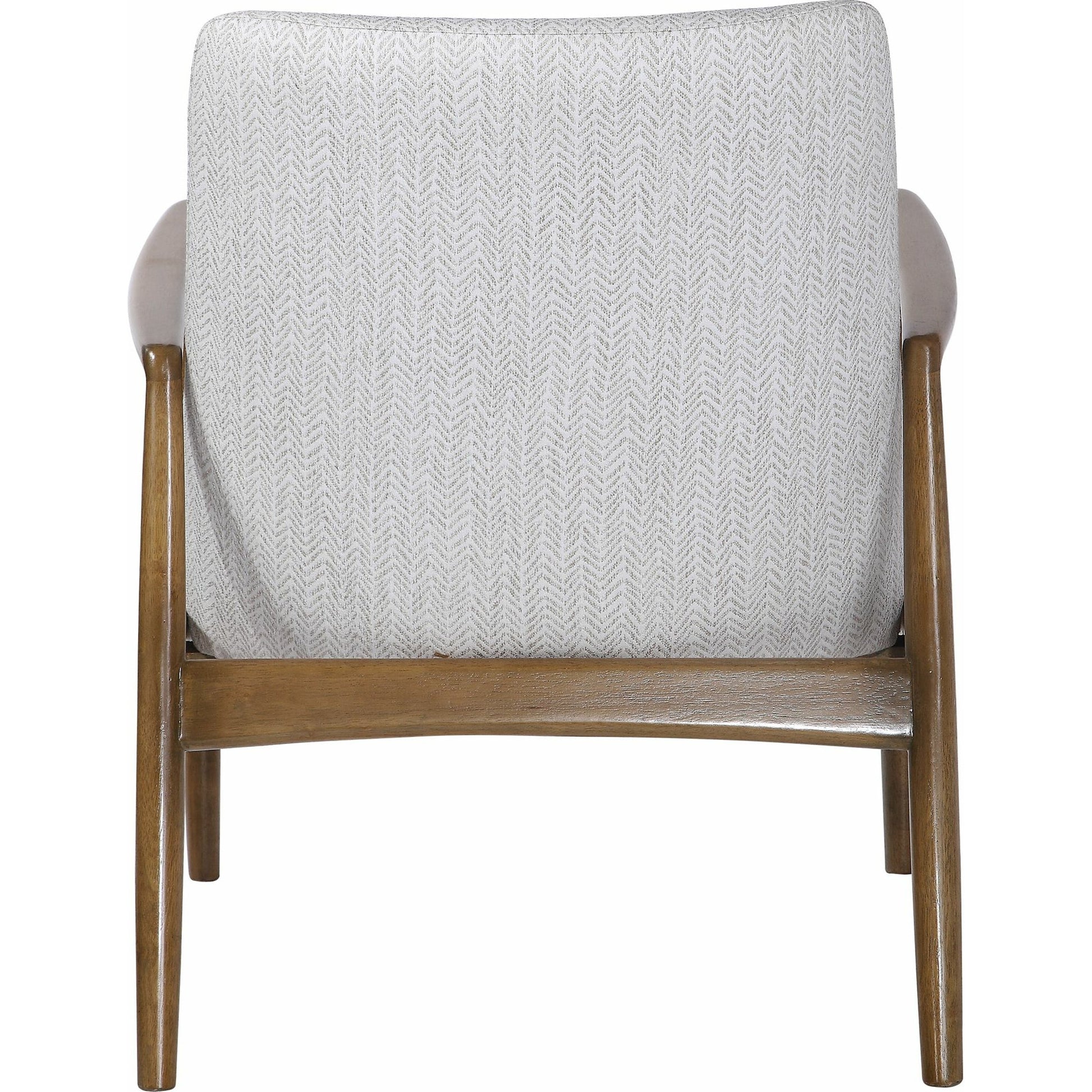 Bev Accent Chair by Uttermost in white. Made from rubber wood, bent wood, foam, fabric in a modern style.
