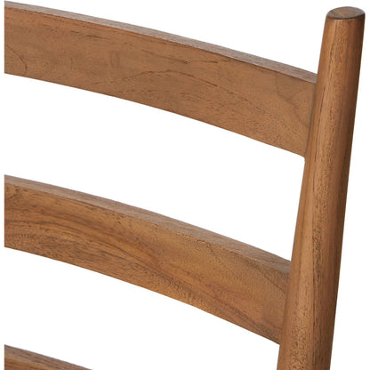 Ladder Back Outdoor Dining Chair by Four Hands. Made from 100% polyethylene, solid teak in a transitional style.
