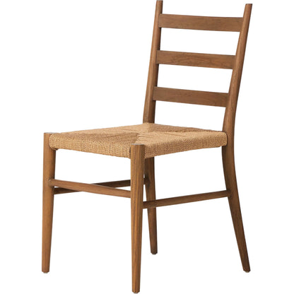 Ladder Back Outdoor Dining Chair by Four Hands. Made from 100% polyethylene, solid teak in a transitional style.