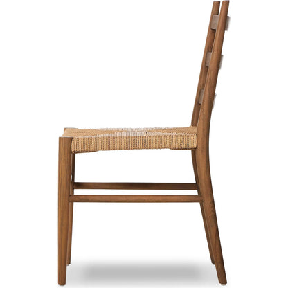Ladder Back Outdoor Dining Chair by Four Hands. Made from 100% polyethylene, solid teak in a transitional style.