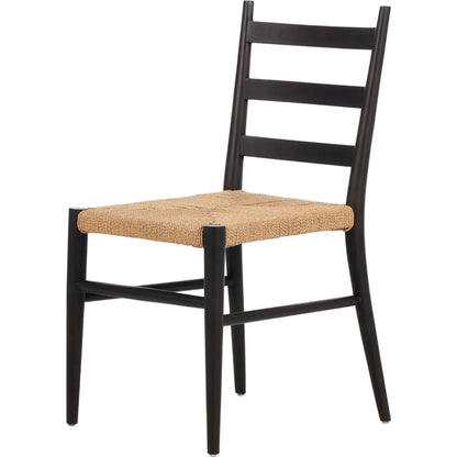 Ladder Back Outdoor Dining Chair by Four Hands. Made from 100% polyethylene, solid teak in a transitional style.