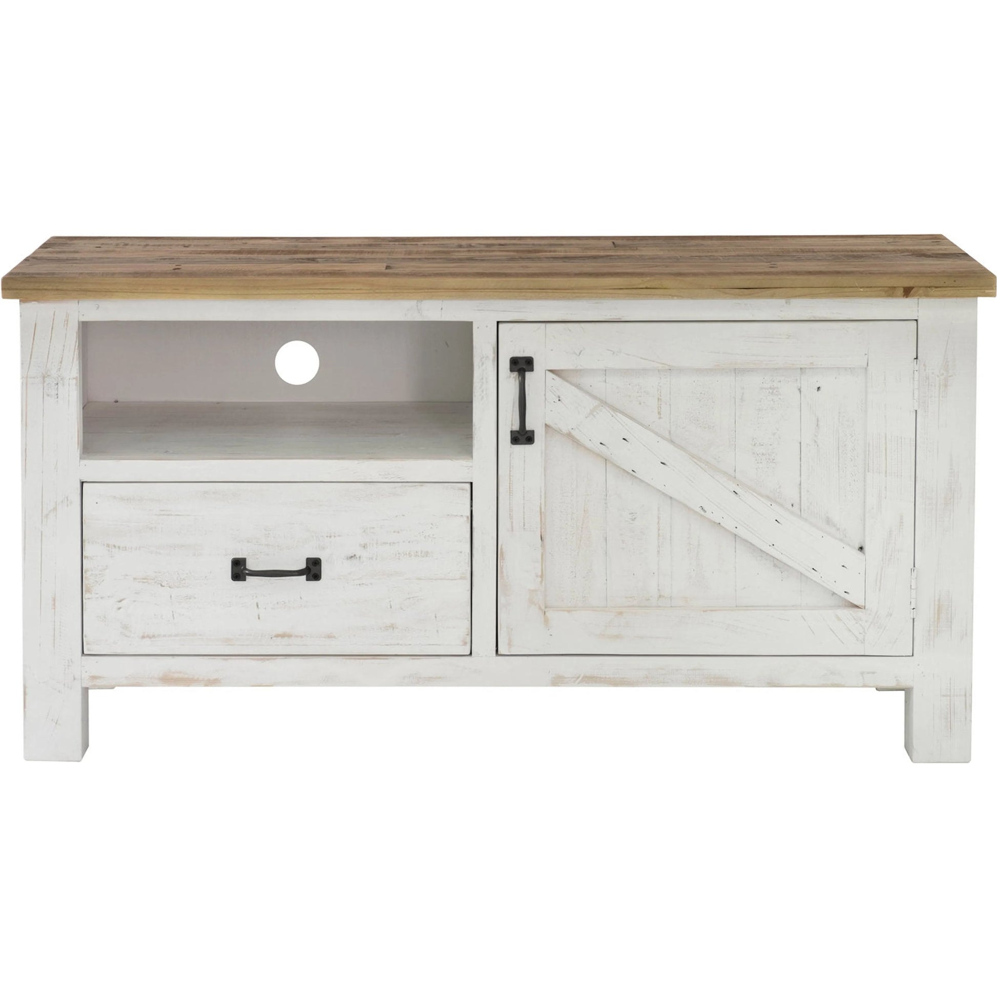 Provence Media Unit by LH Imports in white, brown. Made from reclaimed pine in a cottage & farmhouse style.