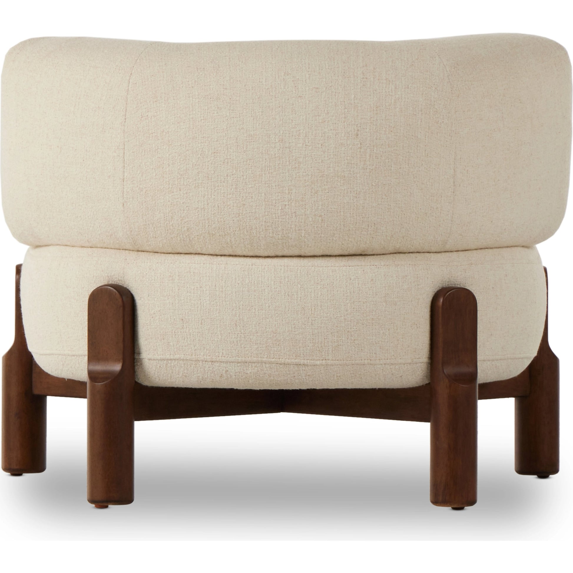 Kingston Chair by Four Hands in omari natural and terra brown parawood. Made from 79% polyester, 16% viscose (rayon), 5% flax, linen, solid parawood, 90% polyurethane foam, 10% fiber in a modern style.