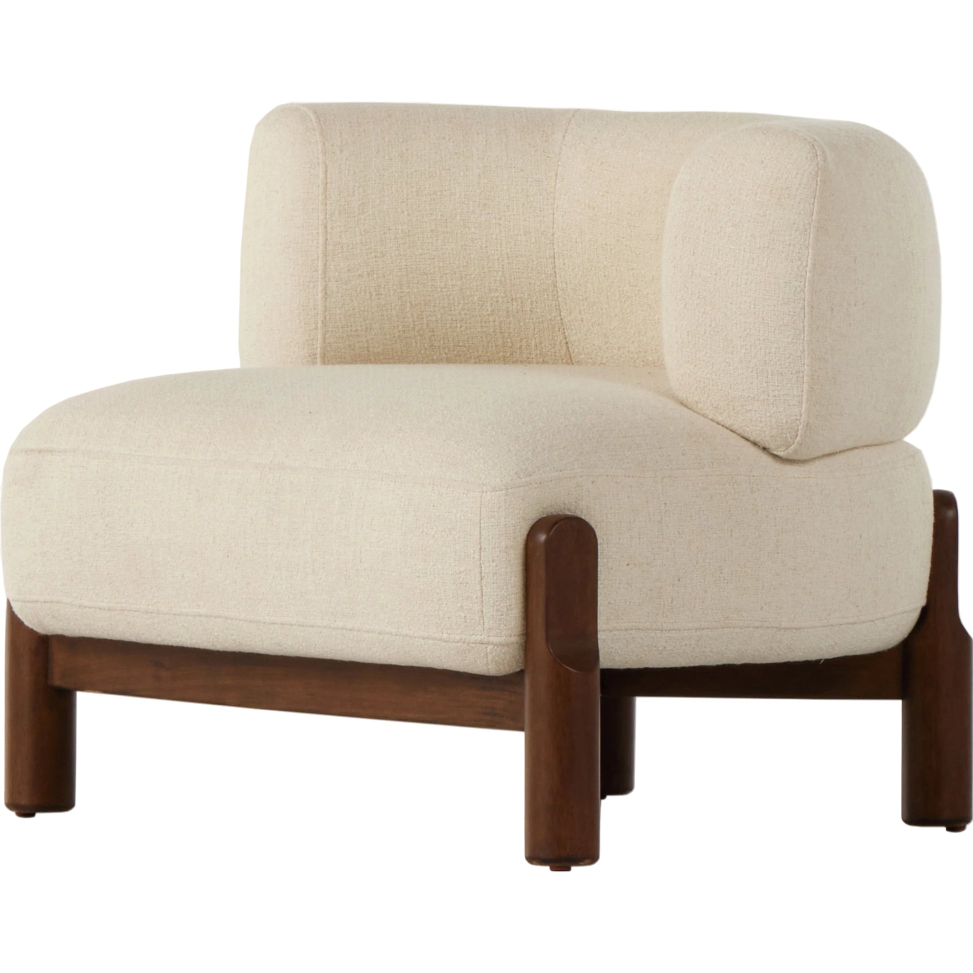 Kingston Chair by Four Hands in omari natural and terra brown parawood. Made from 79% polyester, 16% viscose (rayon), 5% flax, linen, solid parawood, 90% polyurethane foam, 10% fiber in a modern style.