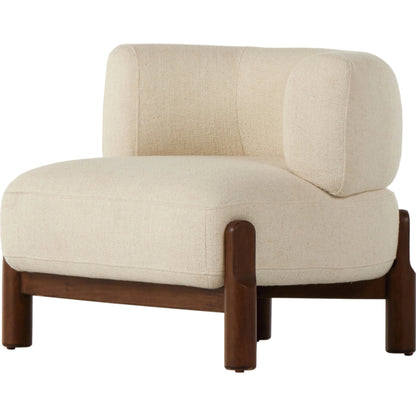 Kingston Chair by Four Hands in omari natural and terra brown parawood. Made from 79% polyester, 16% viscose (rayon), 5% flax, linen, solid parawood, 90% polyurethane foam, 10% fiber in a modern style.