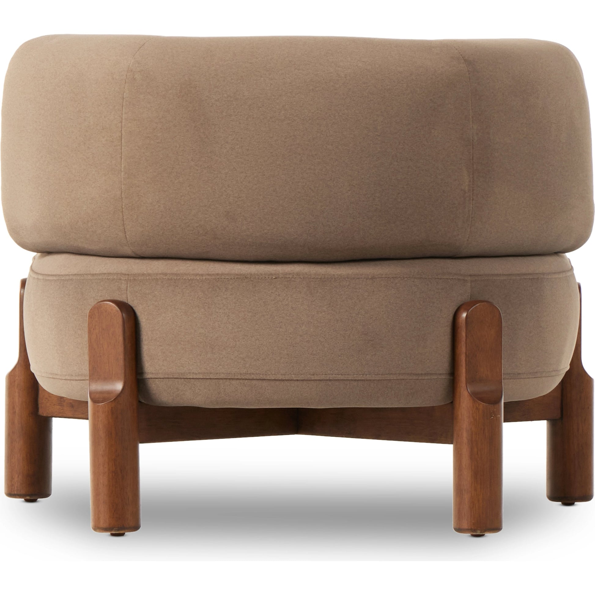 Kingston Chair by Four Hands in omari natural and terra brown parawood. Made from 79% polyester, 16% viscose (rayon), 5% flax, linen, solid parawood, 90% polyurethane foam, 10% fiber in a modern style.