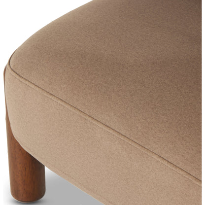 Kingston Chair by Four Hands in omari natural and terra brown parawood. Made from 79% polyester, 16% viscose (rayon), 5% flax, linen, solid parawood, 90% polyurethane foam, 10% fiber in a modern style.