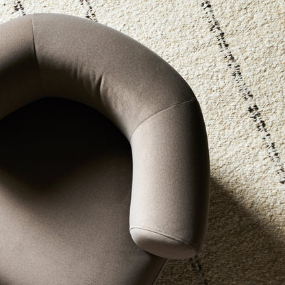 Kingston Chair by Four Hands in omari natural and terra brown parawood. Made from 79% polyester, 16% viscose (rayon), 5% flax, linen, solid parawood, 90% polyurethane foam, 10% fiber in a modern style.