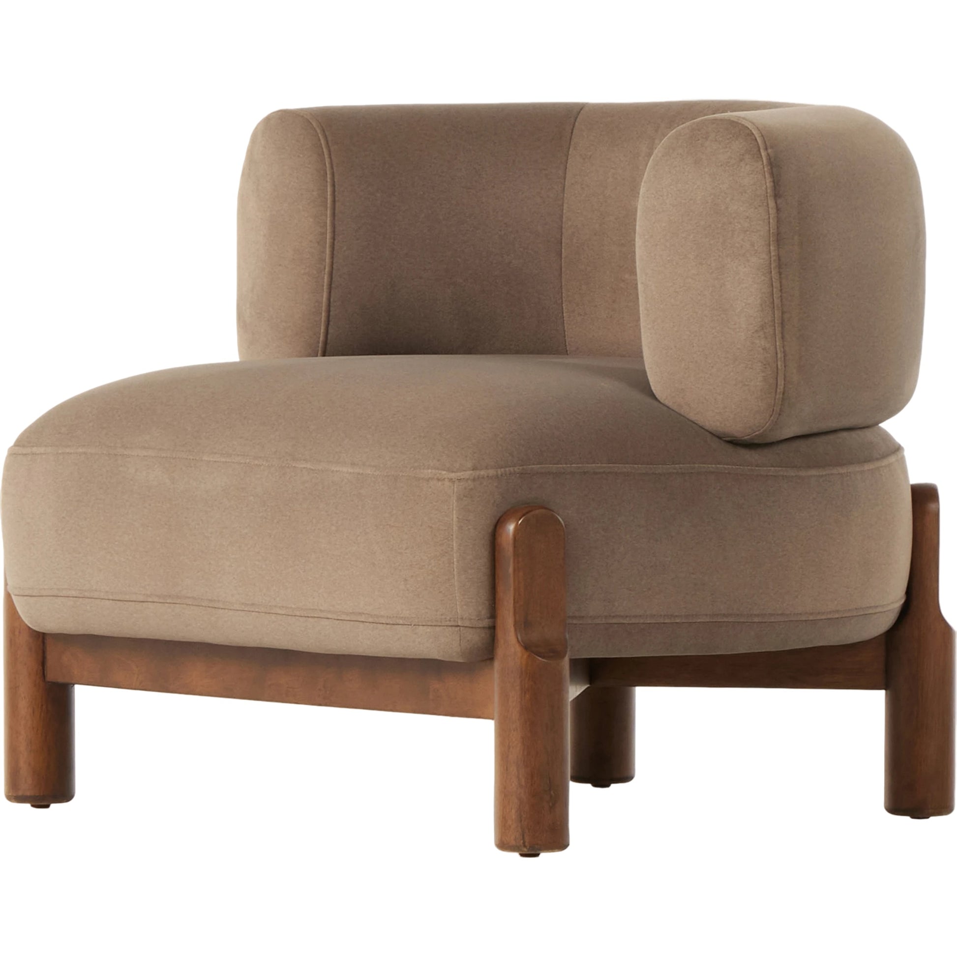 Kingston Chair by Four Hands in omari natural and terra brown parawood. Made from 79% polyester, 16% viscose (rayon), 5% flax, linen, solid parawood, 90% polyurethane foam, 10% fiber in a modern style.