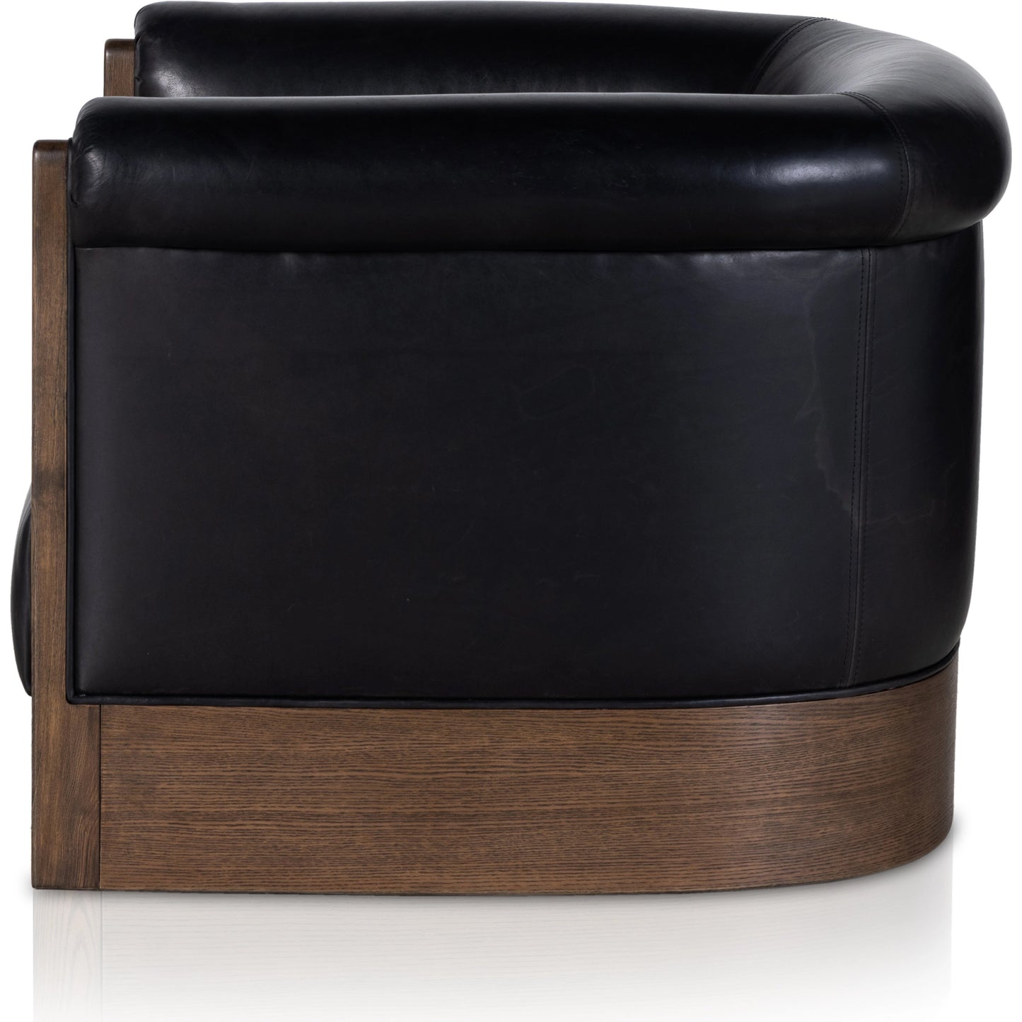 006 SI-1977210 | Additional Silo | Colby Swivel Chair by Four Hands in vintage ash veneer, heirloom black, vintage ash. Made from top grain leather, ash veneer, solid ash in a modern style.