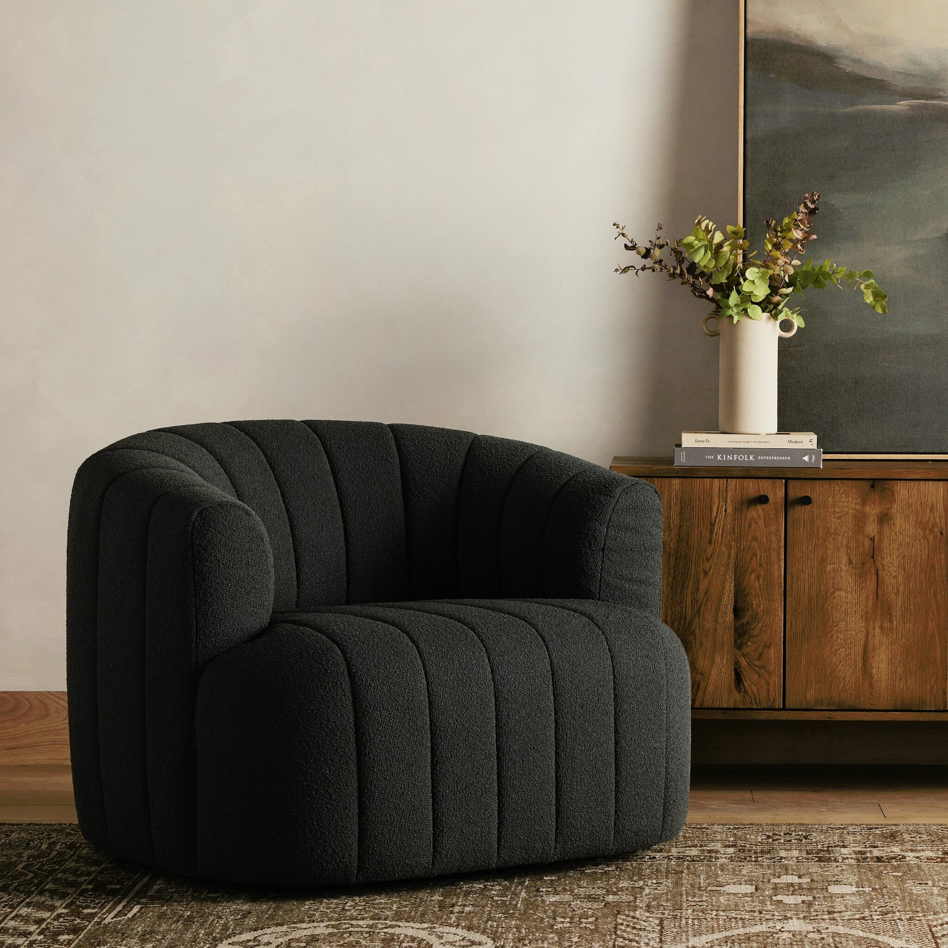Elliana Swivel Chair by Four Hands. Made from 100% polyester, poplar plywood in a modern style.