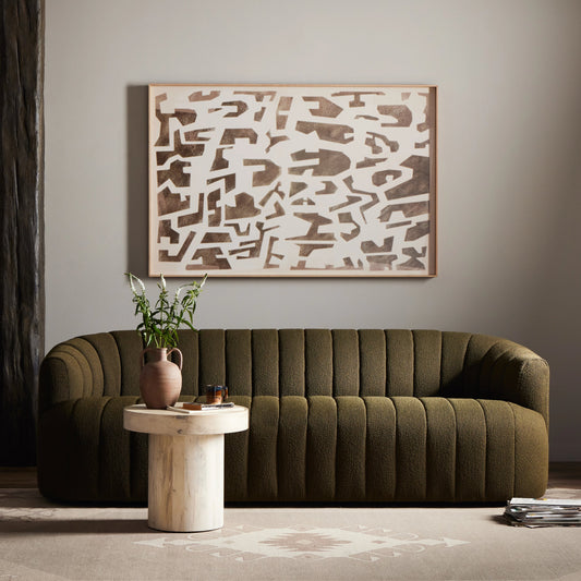 Elliana Sofa by Four Hands in fiqa boucle olive. Made from 100% polyester, poplar plywood in a modern style.