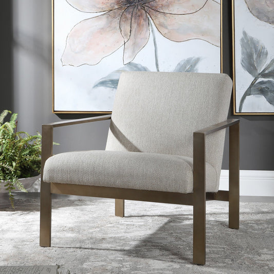 Wills Contemporary Accent Chair by Uttermost. Made from stainless steel, plywood, foam, fabric in a modern style.