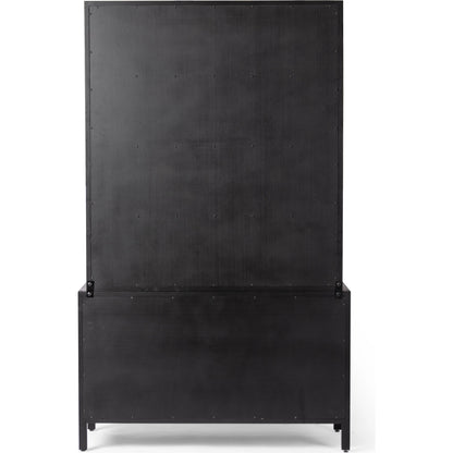 Hopkins Bookcase by Four Hands in brushed ebony oak. Made from solid oak, oak veneer, iron in a modern style.