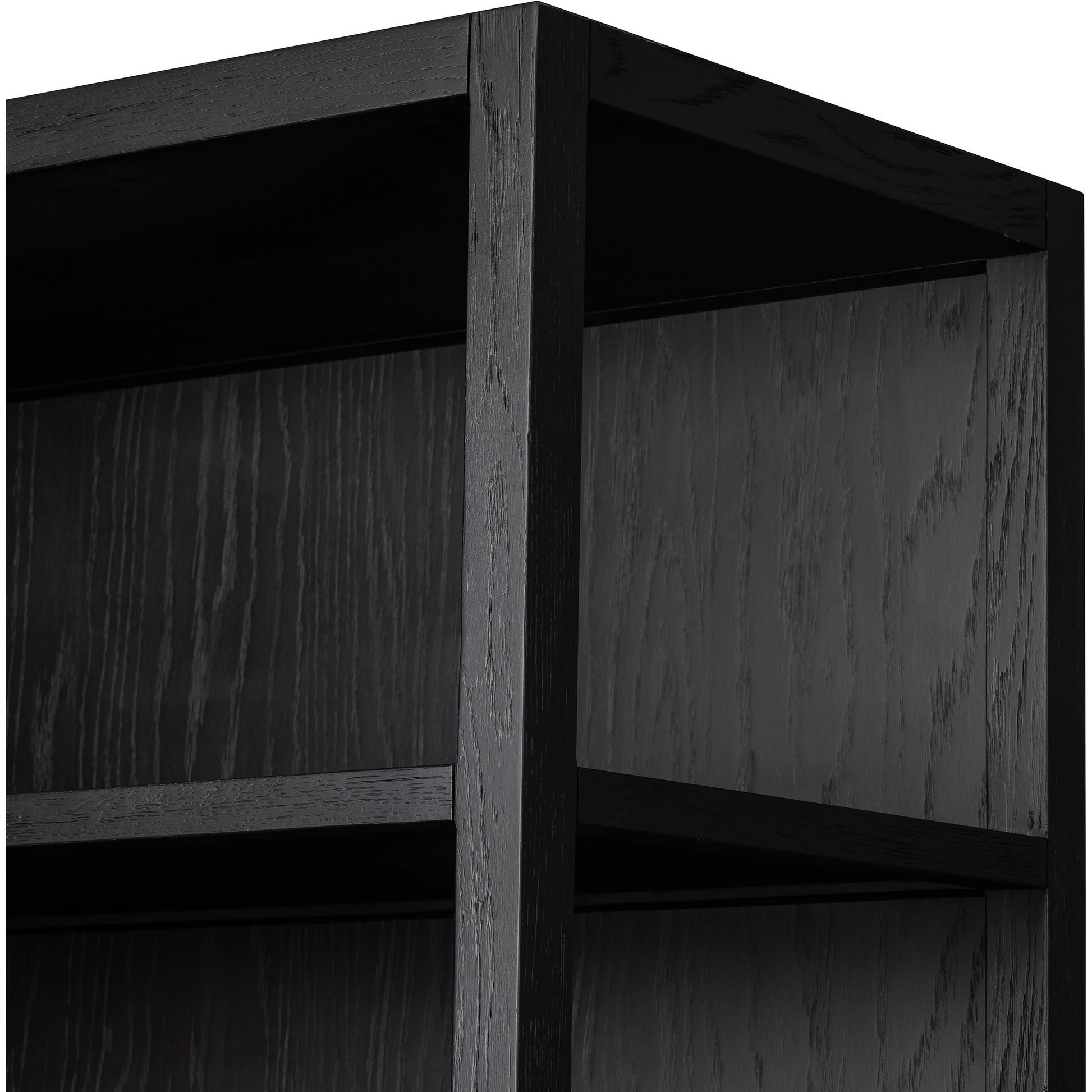 Hopkins Bookcase by Four Hands in brushed ebony oak. Made from solid oak, oak veneer, iron in a modern style.