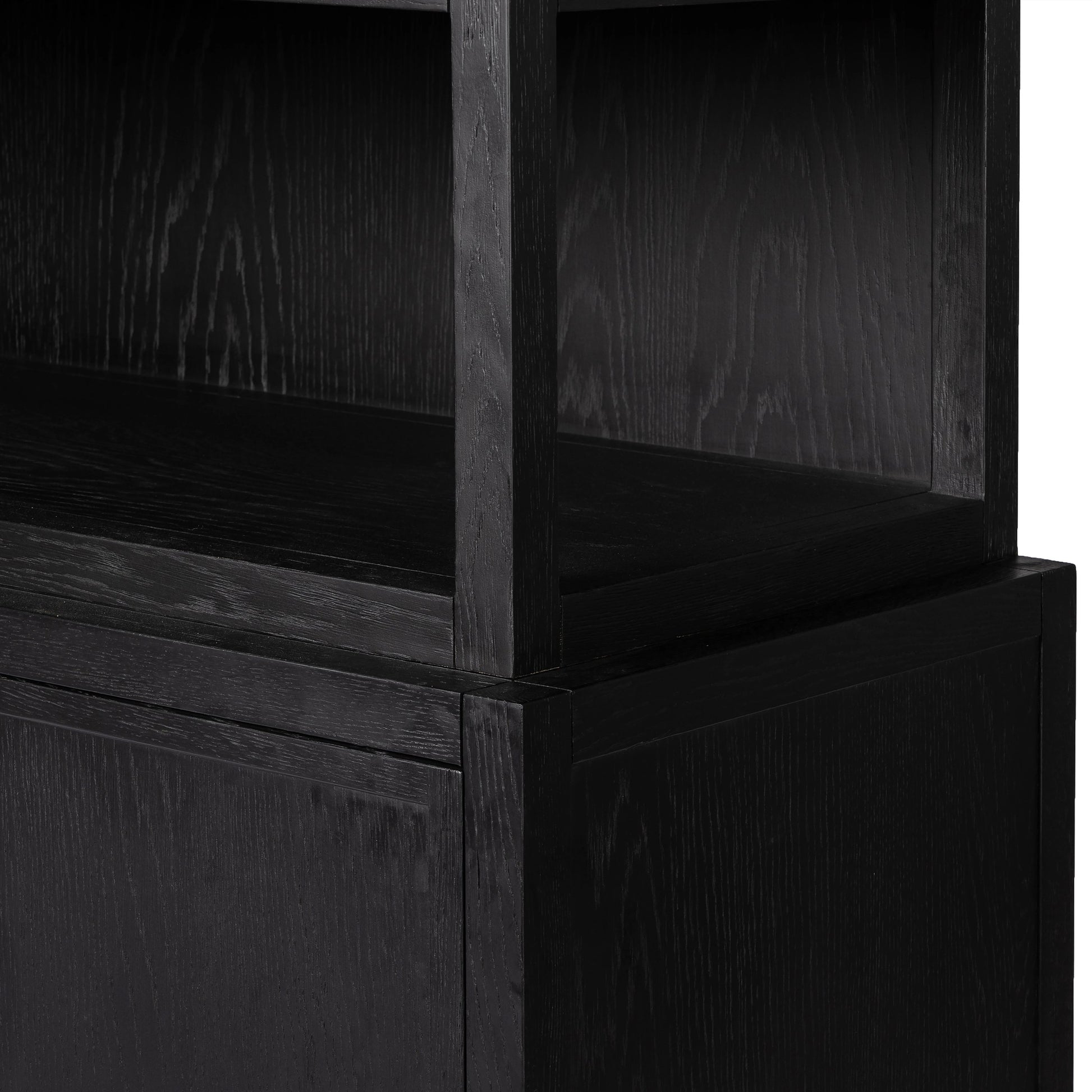 Hopkins Bookcase by Four Hands in brushed ebony oak. Made from solid oak, oak veneer, iron in a modern style.