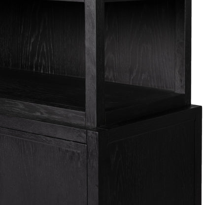 Hopkins Bookcase by Four Hands in brushed ebony oak. Made from solid oak, oak veneer, iron in a modern style.