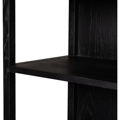 Hopkins Bookcase by Four Hands in brushed ebony oak. Made from solid oak, oak veneer, iron in a modern style.