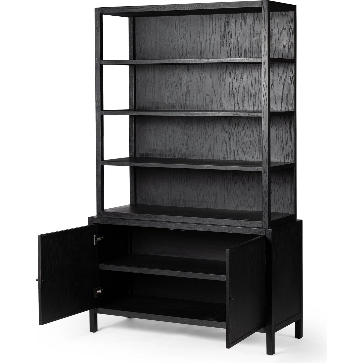 005 SI-1977380 | Additional Silo | Hopkins Bookcase by Four Hands in brushed ebony oak. Made from solid oak, oak veneer, iron in a modern style.