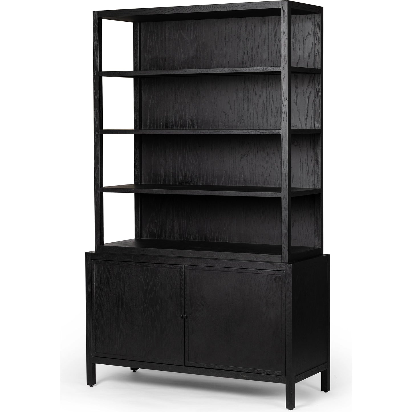 001 SI-1977380 | Additional Silo | Hopkins Bookcase by Four Hands in brushed ebony oak. Made from solid oak, oak veneer, iron in a modern style.