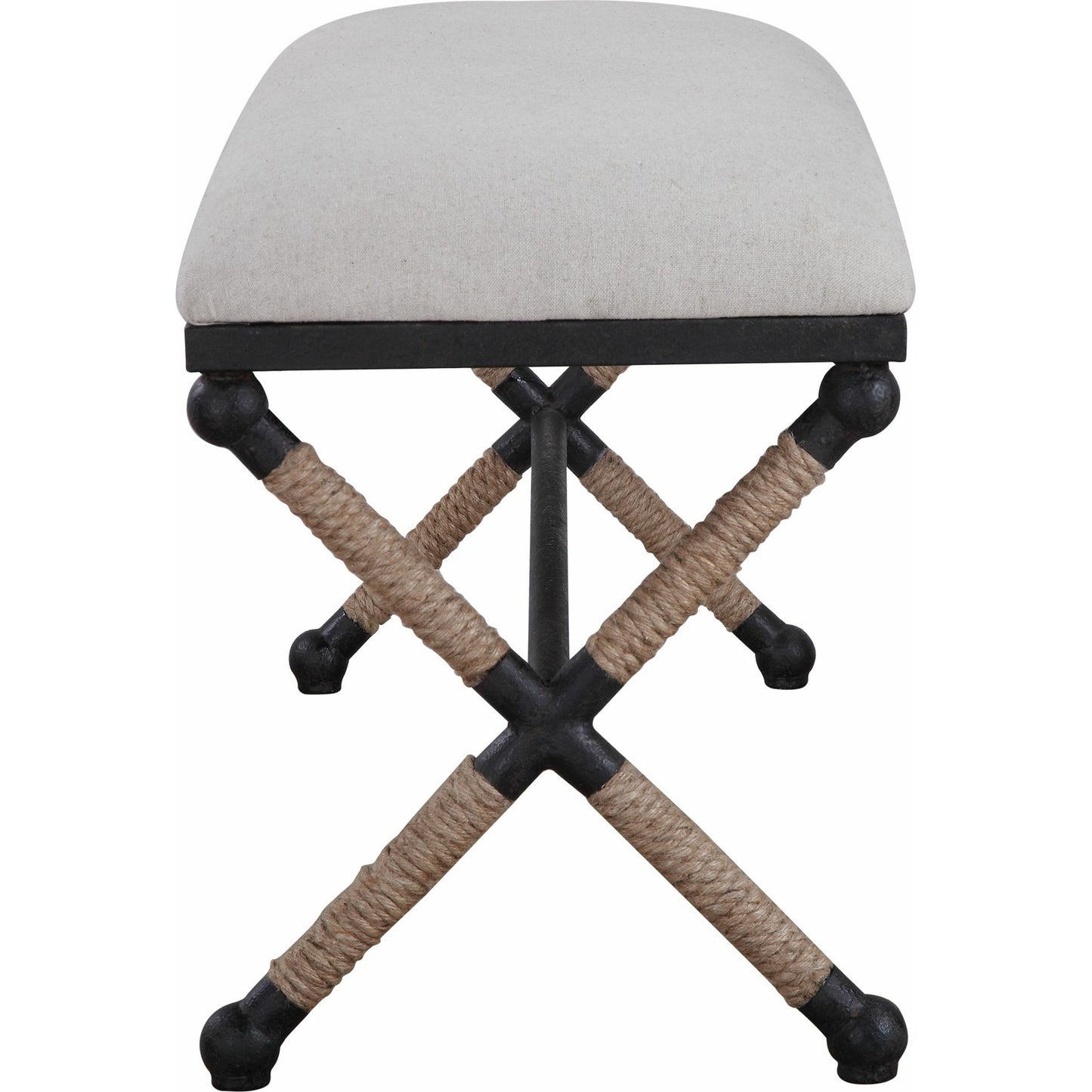 003 SR-766709 | Additional Silo | Firth Bench by Uttermost. Made from iron, mdf, rope, foam, fabric in a coastal style.