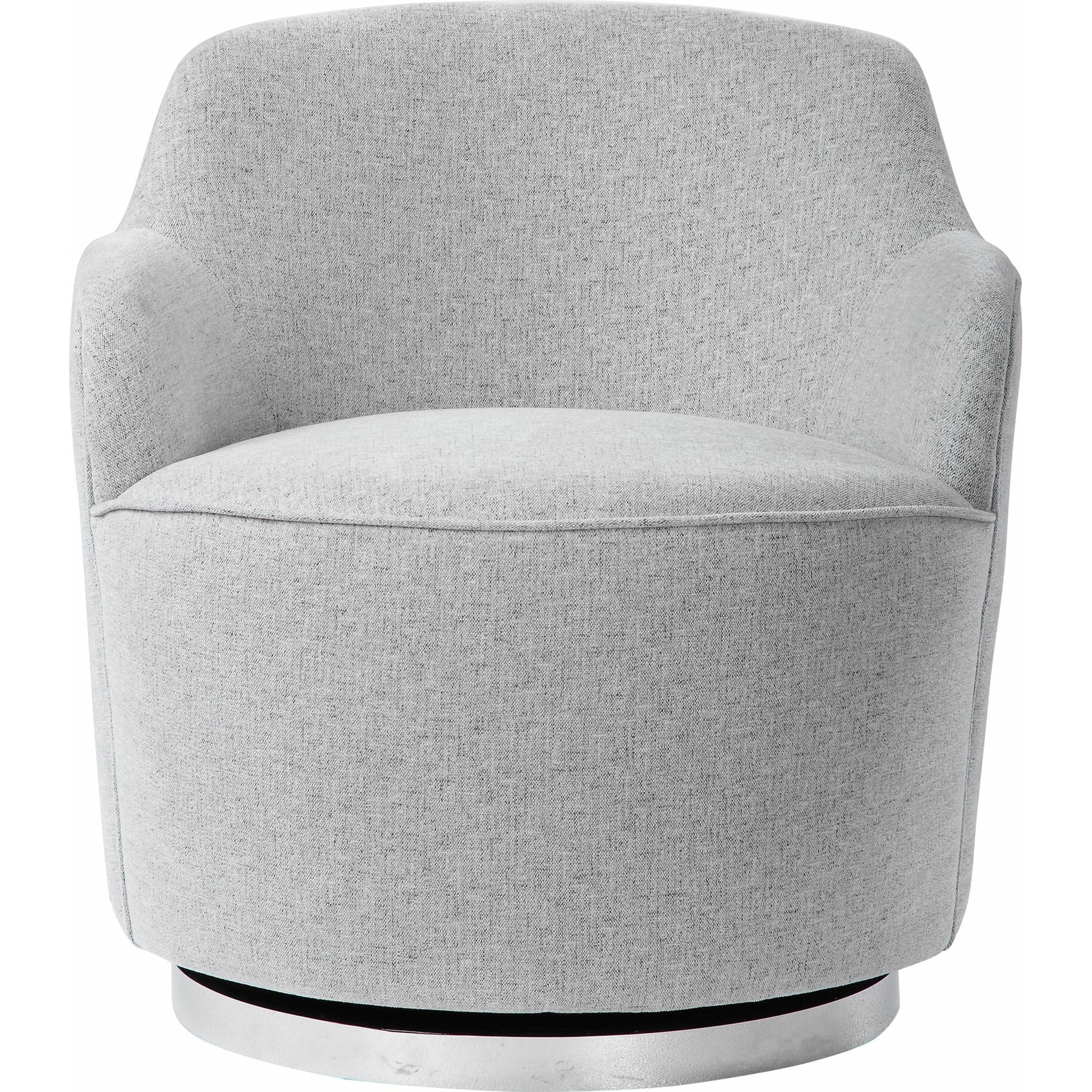 Hobart Casual Swivel Chair by Uttermost. Made from plywood, stainless steel, fabric, foam in a modern style.