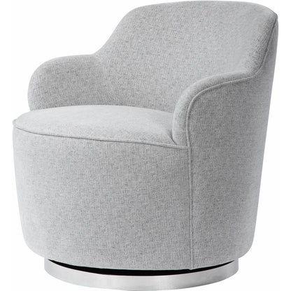 Hobart Casual Swivel Chair by Uttermost. Made from plywood, stainless steel, fabric, foam in a modern style.