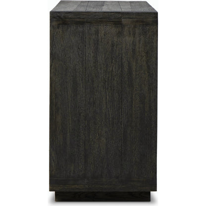 Warby 6 Drawer Dresser by Four Hands in worn oak veneer and worn oak veneer. Made from oak veneer, solid oak in a modern style.