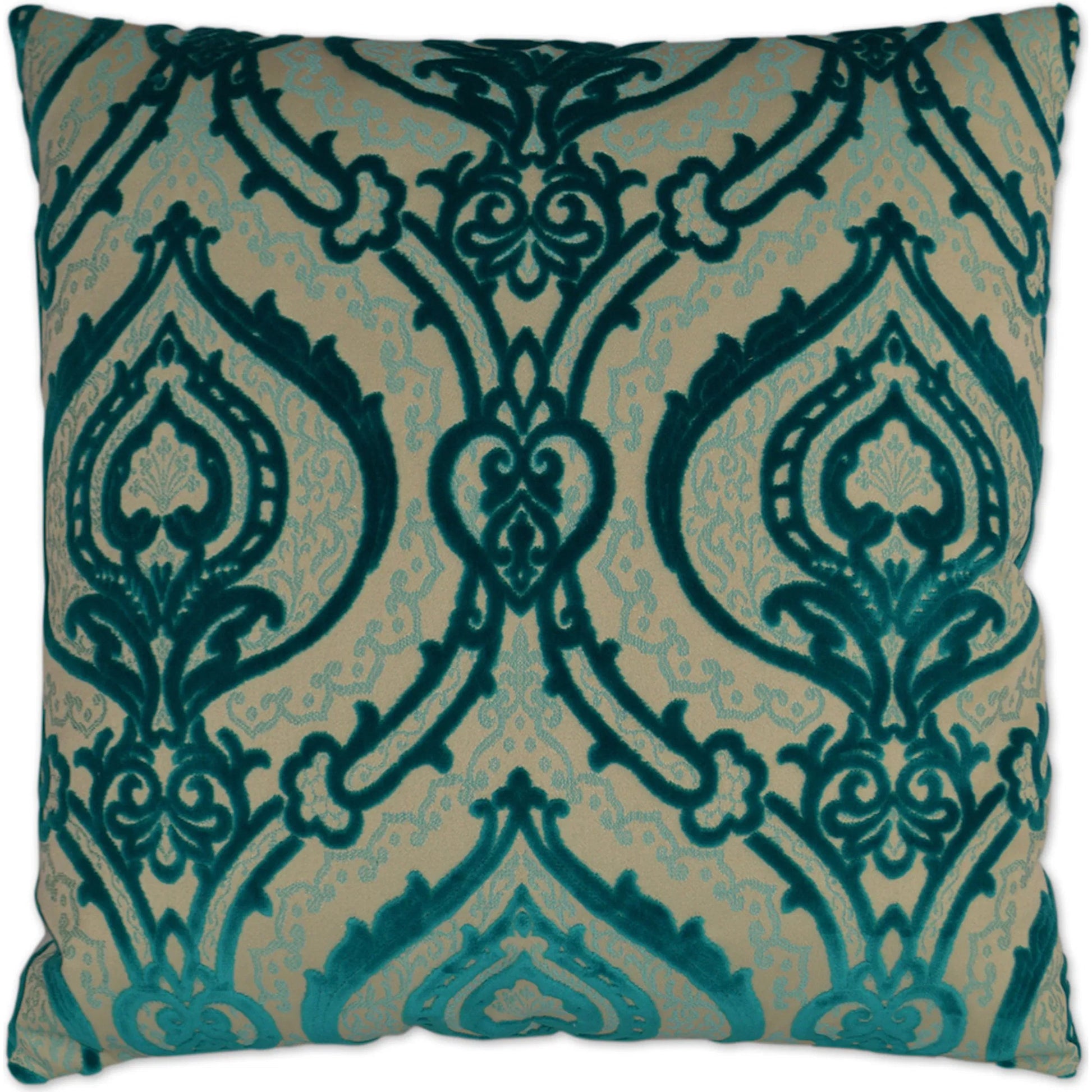 Couture Pillow by DV Kap Home in turquoise. Made from 60% polyester, 40% acrylic in a traditional style.