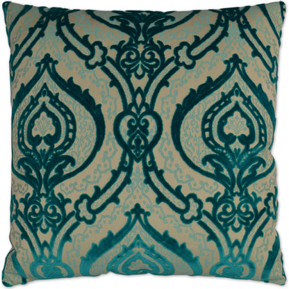 Couture Pillow by DV Kap Home in turquoise. Made from 60% polyester, 40% acrylic in a traditional style.