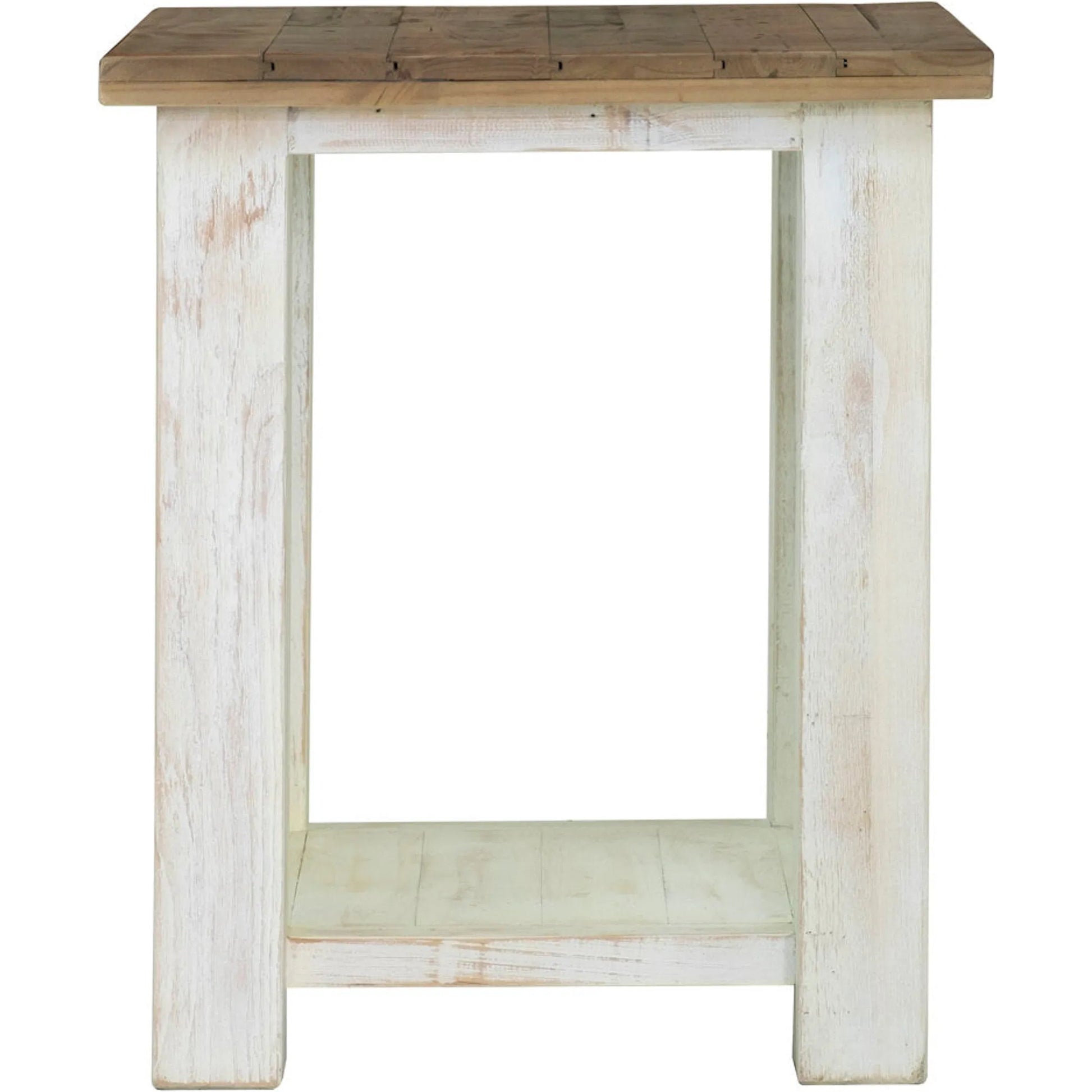 Provence Side Table by LH Imports in white, brown. Made from reclaimed pine in a cottage & farmhouse style.