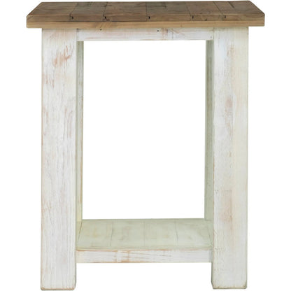 Provence Side Table by LH Imports in white, brown. Made from reclaimed pine in a cottage & farmhouse style.