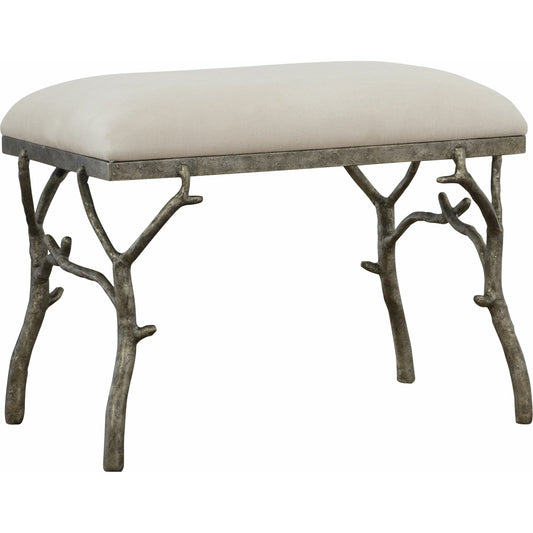 Lismore Fabric Bench by Uttermost. Made from iron, resin, linen, plywood in a rustic style.