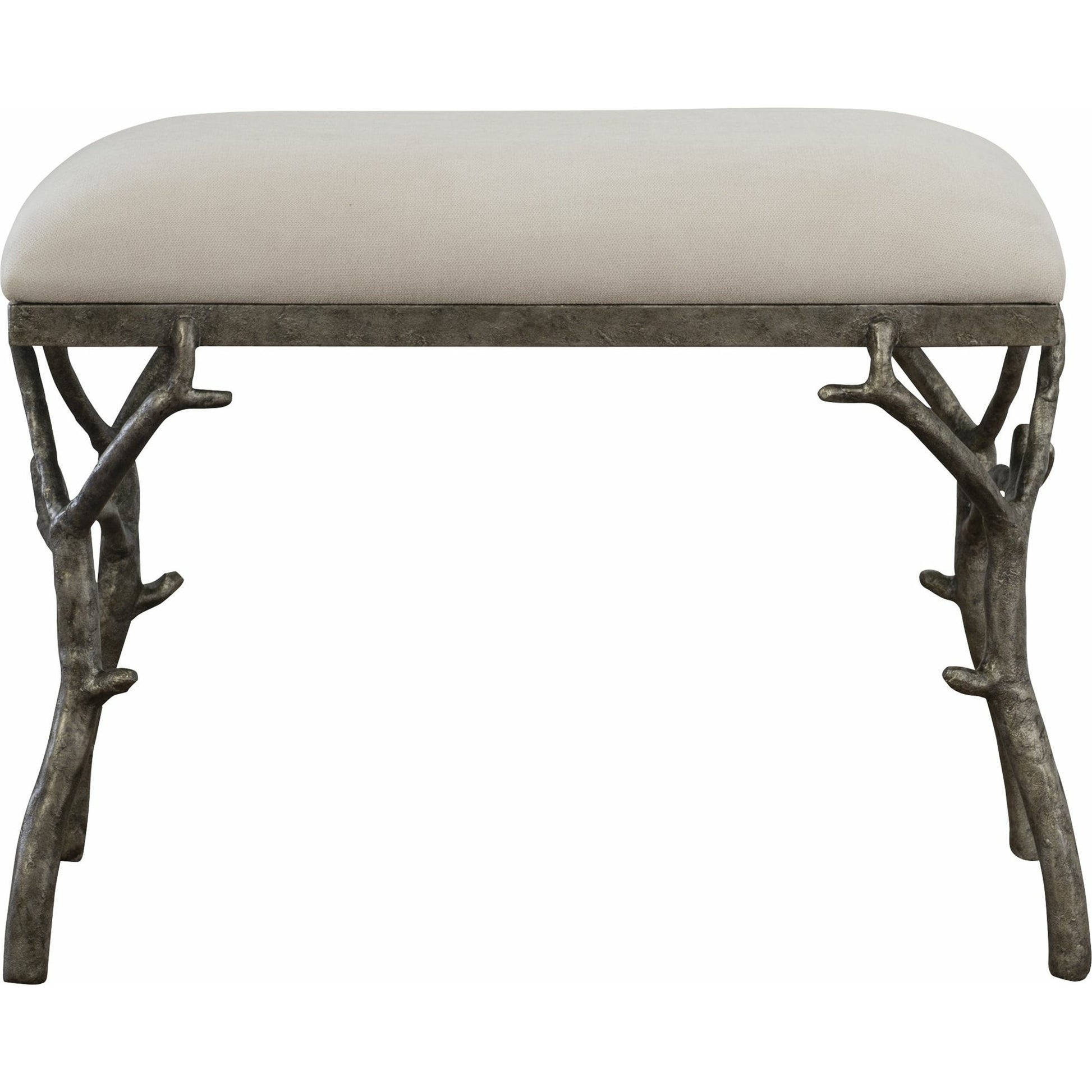 Lismore Fabric Bench by Uttermost. Made from iron, resin, linen, plywood in a rustic style.