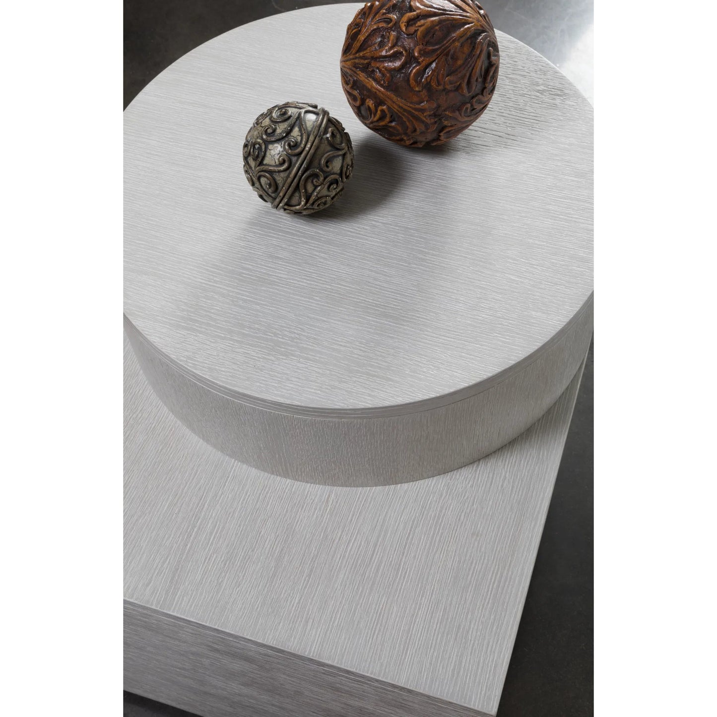 002 SI-2243910 | Closeup | Maxwell Split Level End Table by Artistica Home in misty white gray. Made from unique in a modern style.