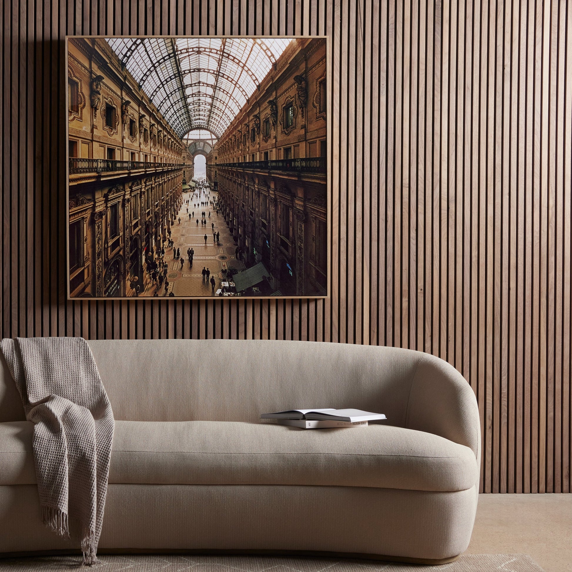 Galleria Vittorio Emanuele II by Slim Aarons by Four Hands. Made from vertical grain floater white oak, gloss white chromaluxe in a transitional style.