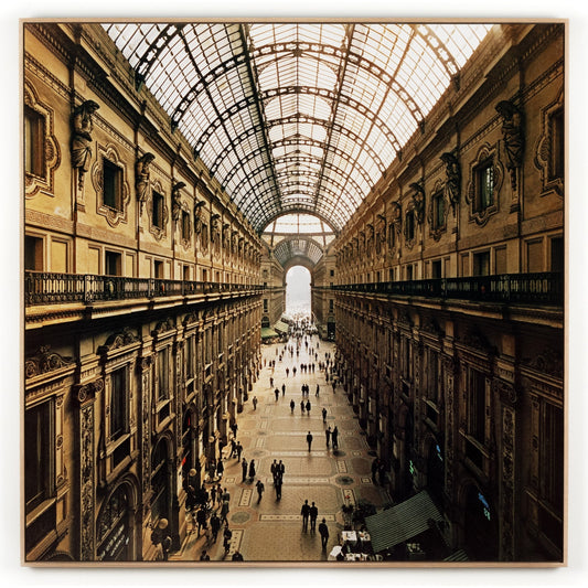 Galleria Vittorio Emanuele II by Slim Aarons by Four Hands. Made from vertical grain floater white oak, gloss white chromaluxe in a transitional style.