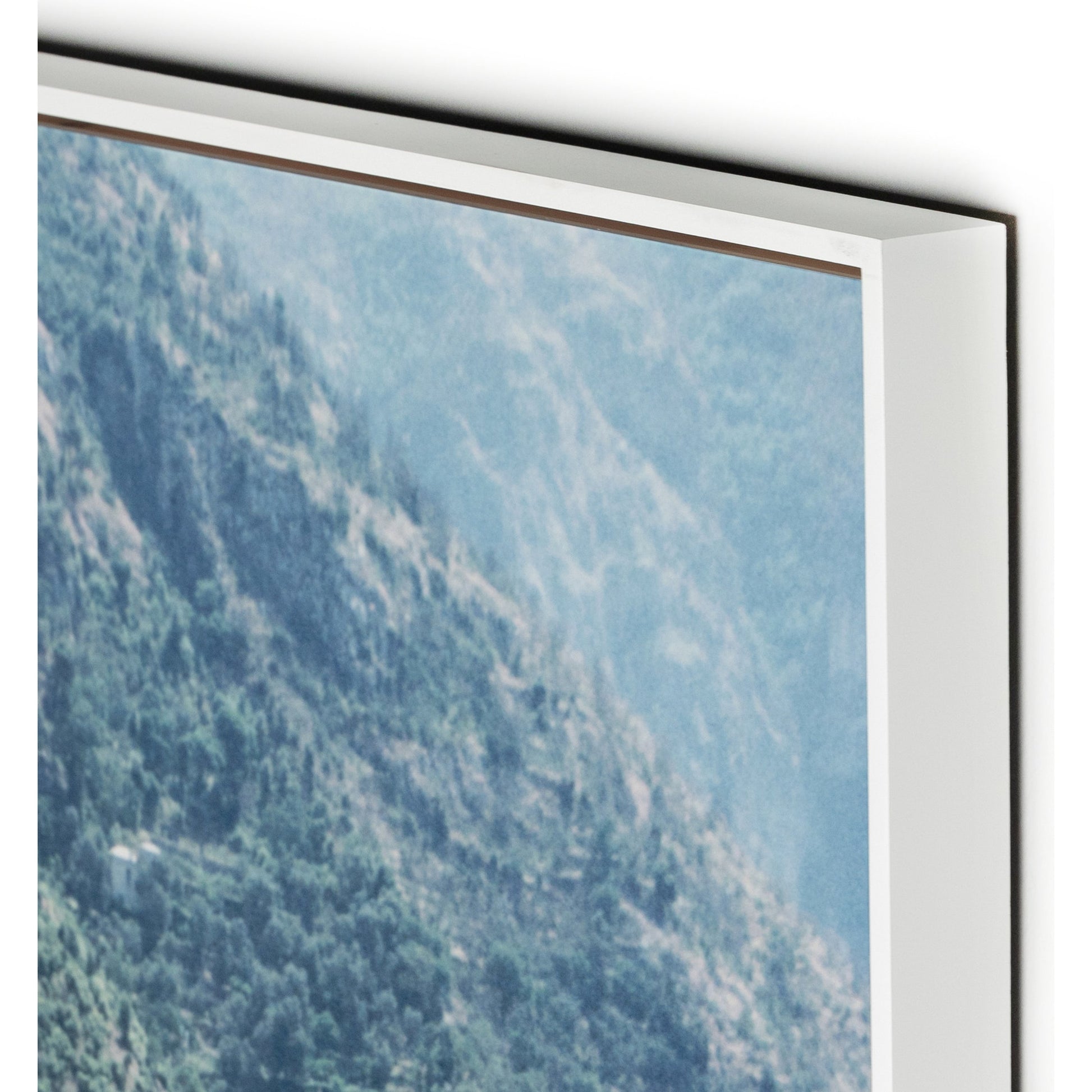 Beach in Positano by Slim Aarons by Four Hands. Made from gloss white chromaluxe in a coastal style.