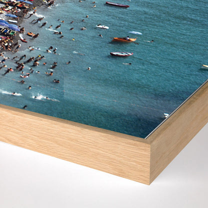 Beach in Positano by Slim Aarons by Four Hands. Made from gloss white chromaluxe in a coastal style.