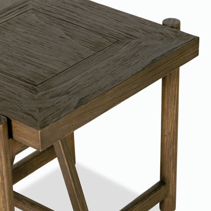 Goldthwaite End Table by Four Hands in sienna brown. Made from solid pine, poplar plywood in a modern style.