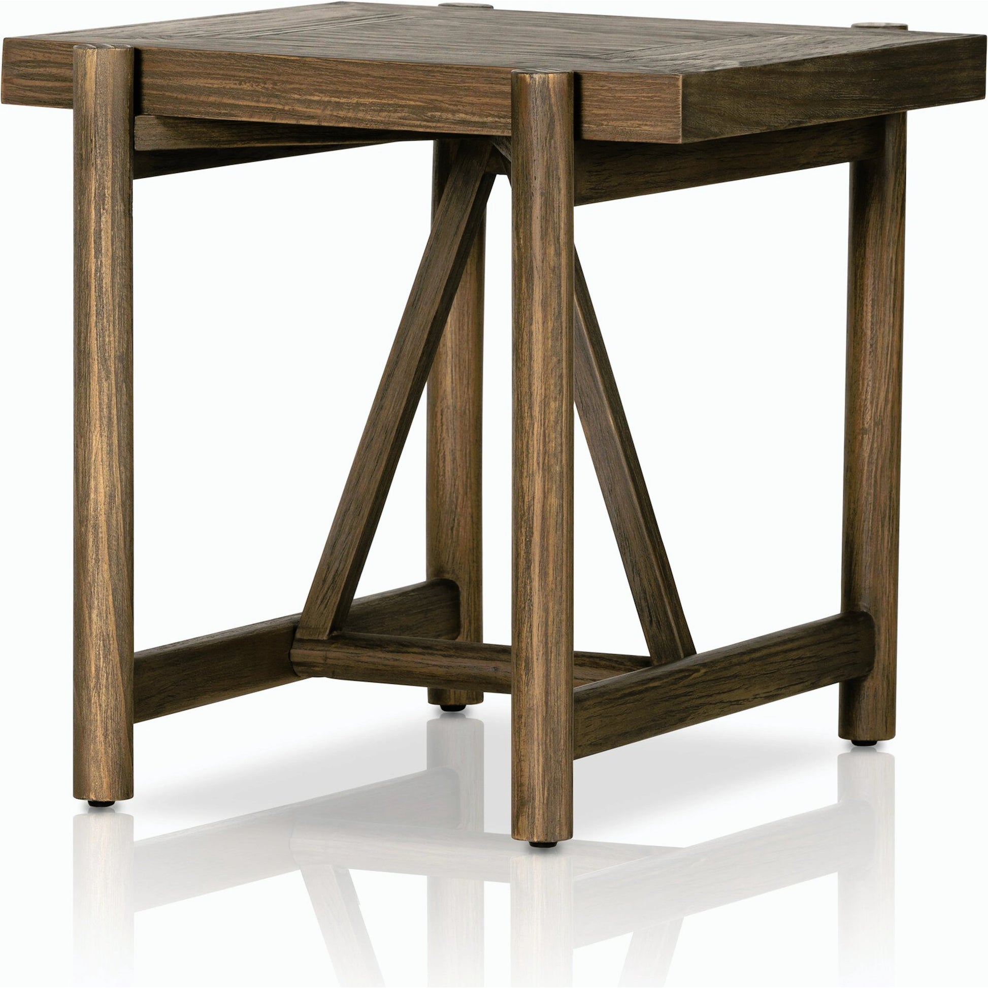 Goldthwaite End Table by Four Hands in sienna brown. Made from solid pine, poplar plywood in a modern style.