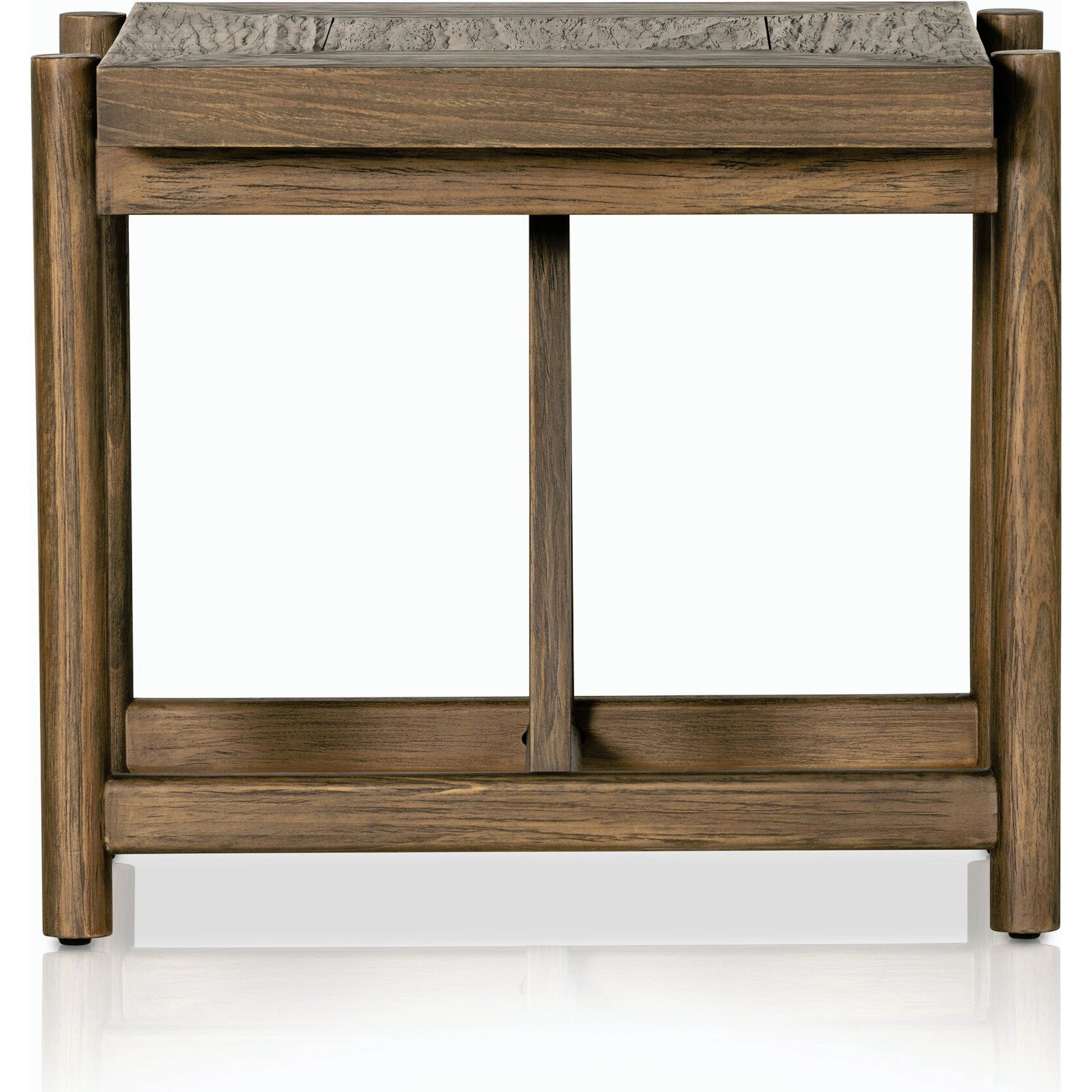 Goldthwaite End Table by Four Hands in sienna brown. Made from solid pine, poplar plywood in a modern style.
