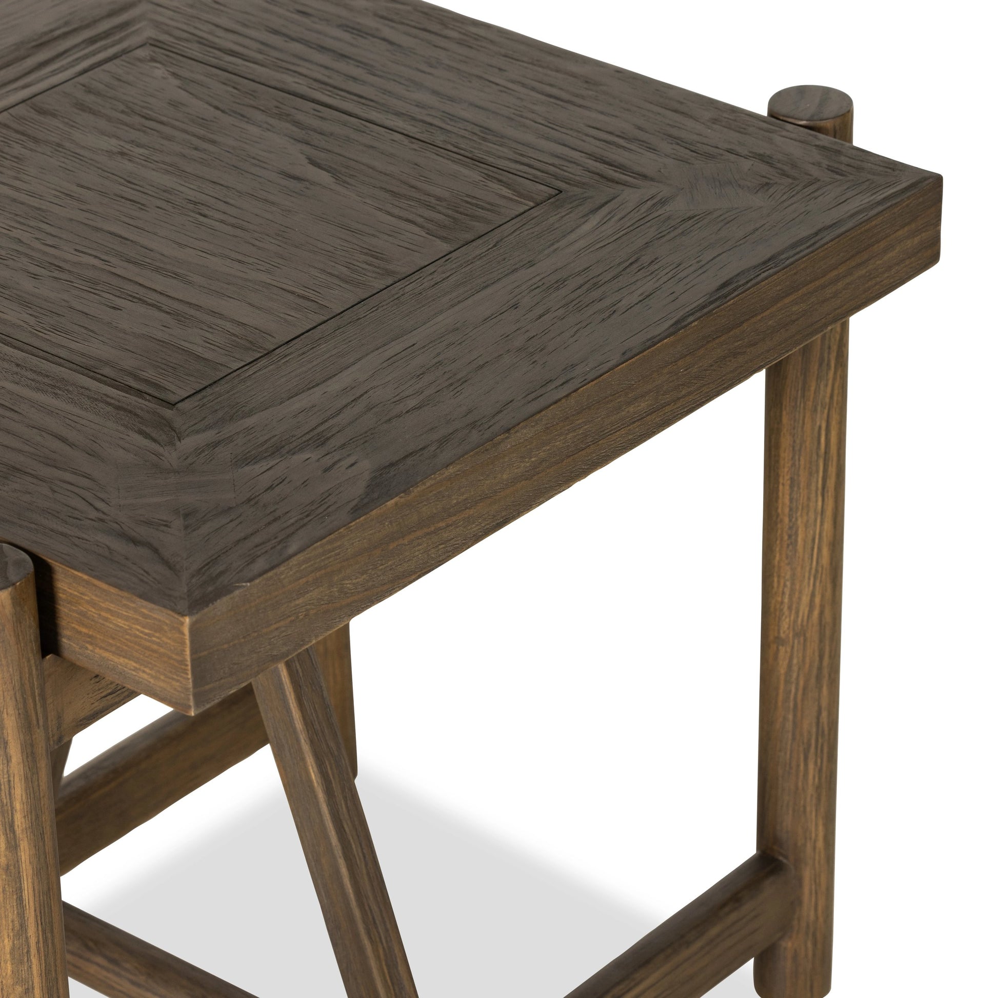 Goldthwaite End Table by Four Hands in sienna brown. Made from solid pine, poplar plywood in a modern style.