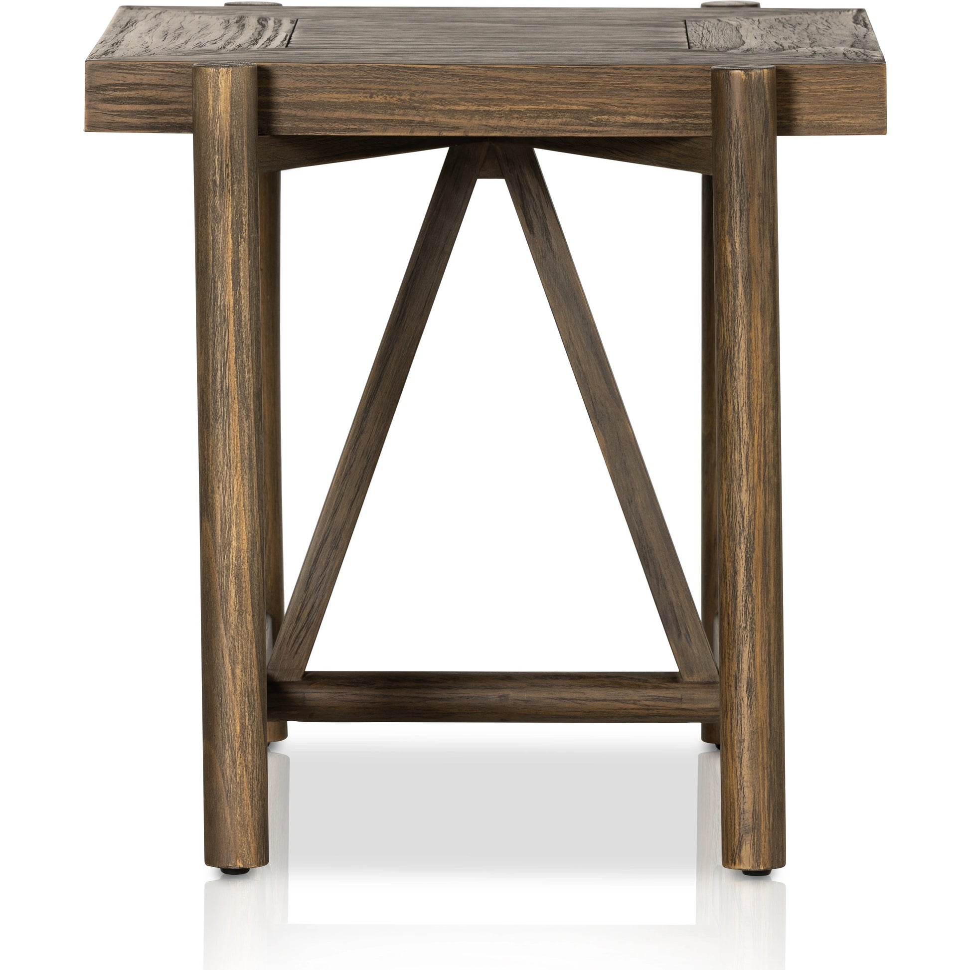 Goldthwaite End Table by Four Hands in sienna brown. Made from solid pine, poplar plywood in a modern style.