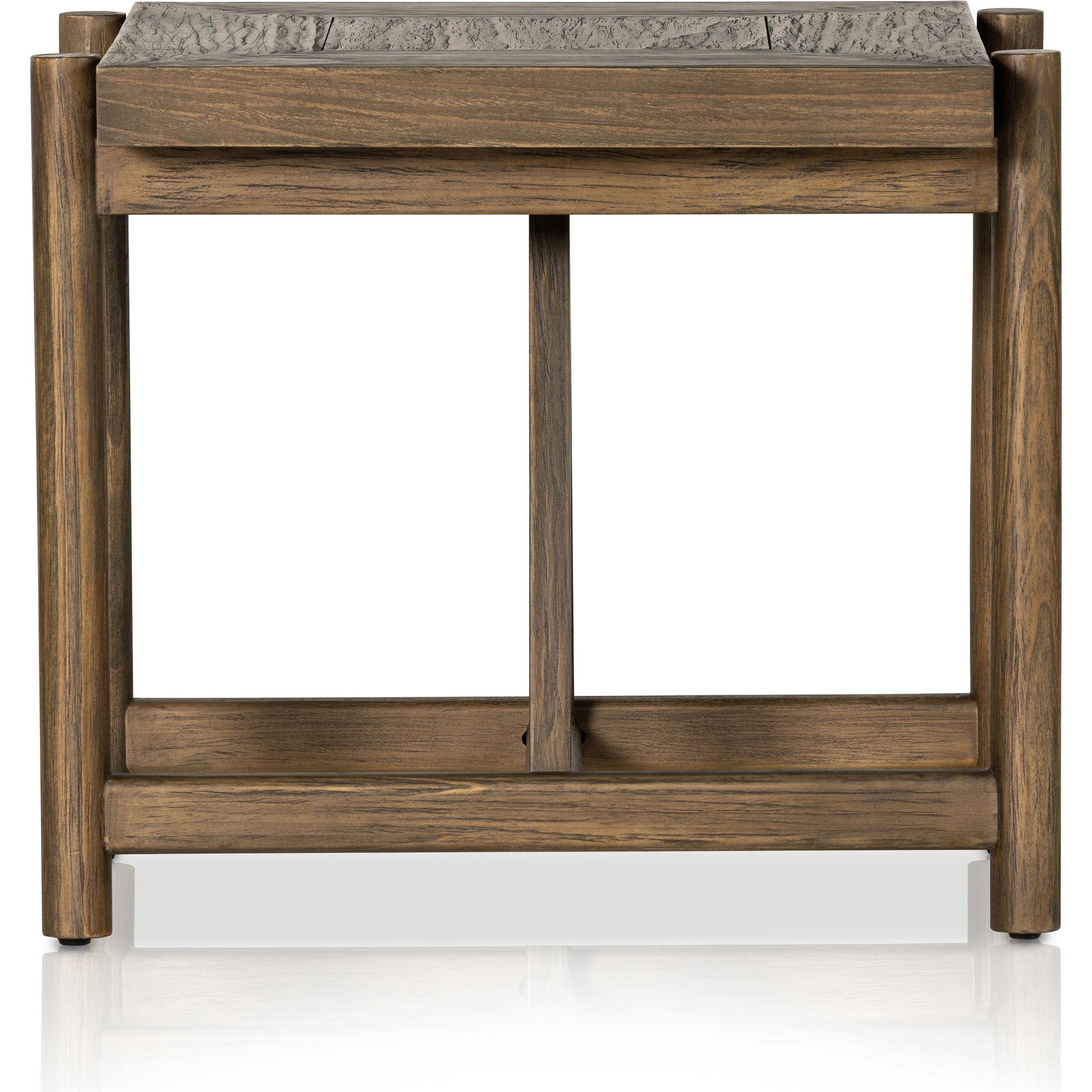 Goldthwaite End Table by Four Hands in sienna brown. Made from solid pine, poplar plywood in a modern style.