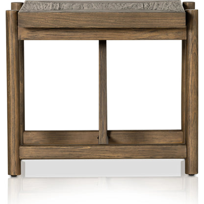 Goldthwaite End Table by Four Hands in sienna brown. Made from solid pine, poplar plywood in a modern style.