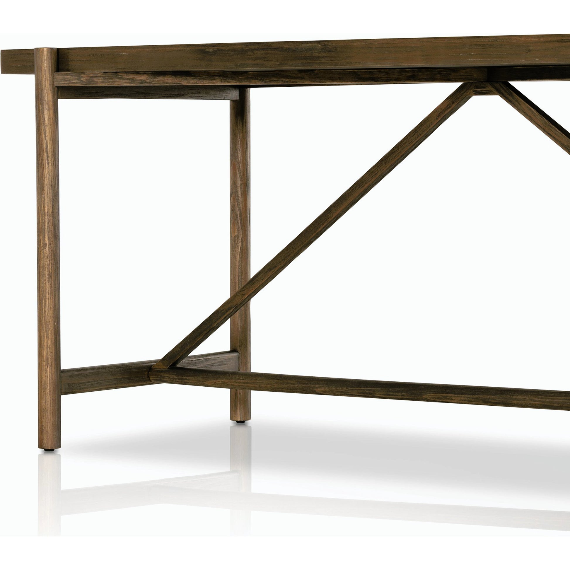 Goldthwaite Console Table by Four Hands in sienna brown. Made from solid pine, poplar plywood in a modern style.
